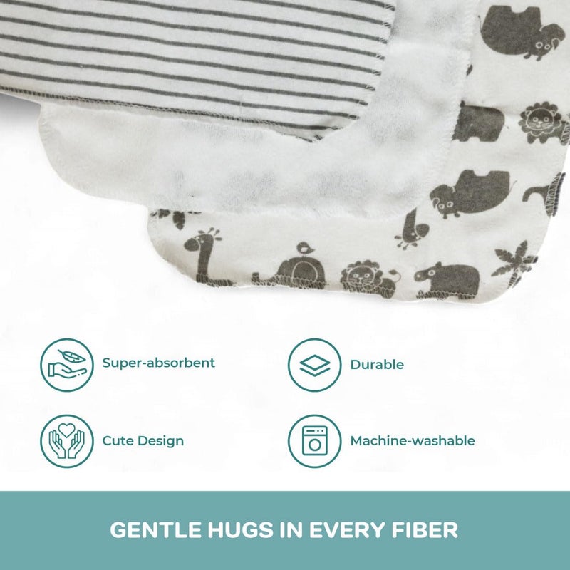 Spasilk Hooded Bath Towel and Washcloths Set for Newborns, 1 Soft Terry Baby Towel and 3 Baby Washcloths, Baby Essentials, Ideal, One Size, Gray Giraffe - Image 4