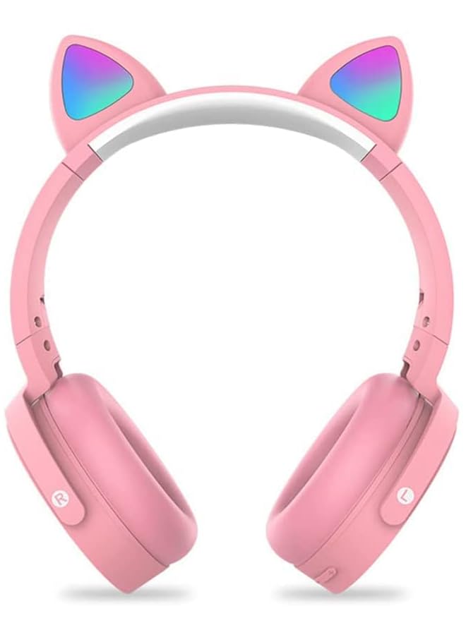 بادوم سماعة رأس بلوتوث لاسلكية على الأذن مع فقاعات البوب، وأضواء LED، وسماعة رأس من السيليكون ولعبة البوب ​​فيدجيت، سماعة رأس بلوتوث ستيريو ملونة للهاتف المحمول والكمبيوتر اللوحي، قابلة للطي (وردي) - Image 2