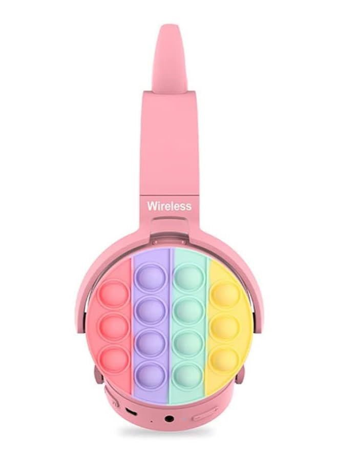 بادوم سماعة رأس بلوتوث لاسلكية على الأذن مع فقاعات البوب، وأضواء LED، وسماعة رأس من السيليكون ولعبة البوب ​​فيدجيت، سماعة رأس بلوتوث ستيريو ملونة للهاتف المحمول والكمبيوتر اللوحي، قابلة للطي (وردي) - Image 4