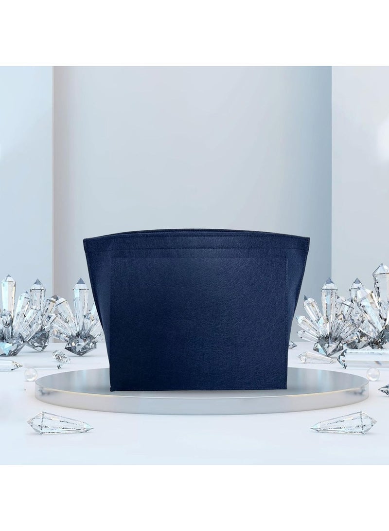 إكسفور منظم حقيبة يد من اللباد متعدد الجيوب، منظم حقيبة حمل قابل للطي، منظم من اللباد، شكل قاعدة لحقائب اليد، لإدخال منظم المحفظة، أزرق مقاس 21*17*13 سم - Image 1