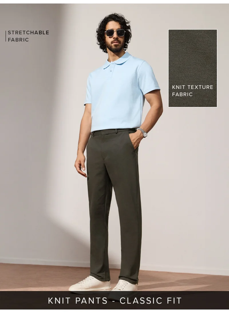 The Souled Store Men Chocolate Brown Solid Regular Fit All-Day Pants