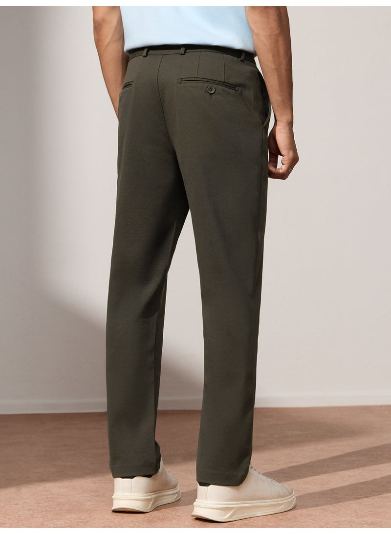 The Souled Store Men Chocolate Brown Solid Regular Fit All-Day Pants - Image 5