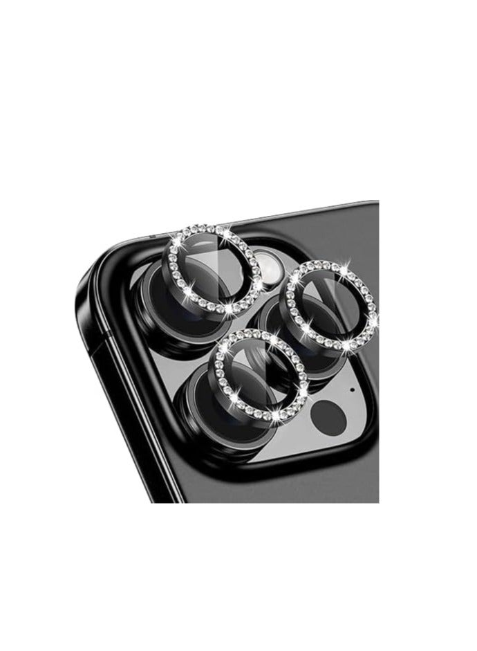 Diamond Camera Lens Protector for Iphone 16 Pro, 16 Pro max, black Color - Image 1