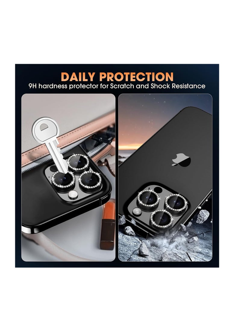 Diamond Camera Lens Protector for Iphone 16 Pro, 16 Pro max, black Color - Image 3