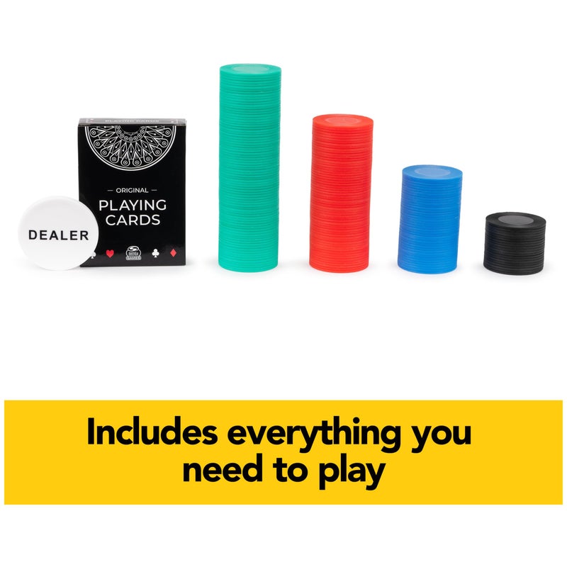 Spin Master Games كلاسيكيات كاردينال، مجموعة 200 رقاقة بوكر، مجموعة بطاقات لعب، زر الموزع، لعبة كازينو كلاسيكية تكساس هولد 'إم، للبالغين والأطفال من عمر 10 سنوات وما فوق - Image 4