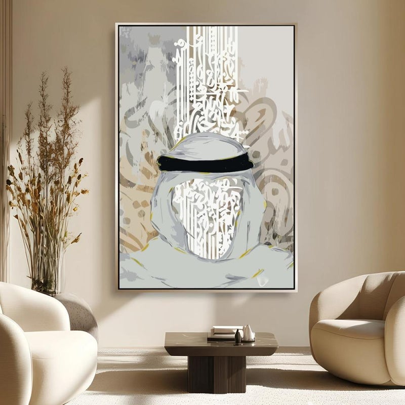 Marktna One canvas painting with a Najdi art design and a hollow frame, measuring (50×70), one piece - Image 1