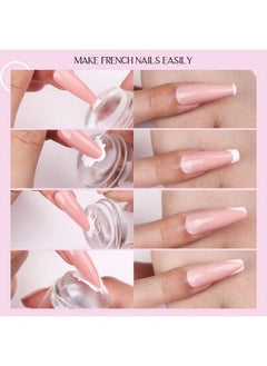 Saviland French Tip Nail Stamp 4Pcs Nail Art Stamper Kit Clear Silicone Nail Stamping Long & Short Jelly Stamper For Nails With Scrapers Nail Stamper Kit For French Manicure Home Diy Nail Art Salon  - Image 5