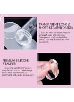 Saviland French Tip Nail Stamp 4Pcs Nail Art Stamper Kit Clear Silicone Nail Stamping Long & Short Jelly Stamper For Nails With Scrapers Nail Stamper Kit For French Manicure Home Diy Nail Art Salon  - Image 4