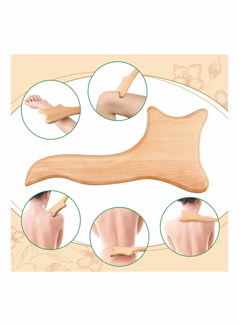 الأزرق جي دبليو قطعتان من أدوات التدليك الخشبية Gua Sha Board مكشطة خشبية يدوية للتدليك بكرات - Image 3