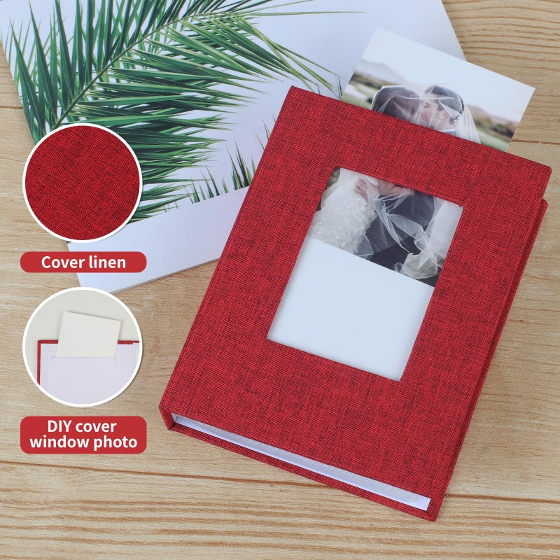 vivinin 2 Pack Photo Album 5x7, Linen Cover Photo Book, Small Photo Album Book for 36 Pockets Hold 72 Pictures, Picture Book for Photos Family Anniversaries Baby Vacations (Red) - Image 3