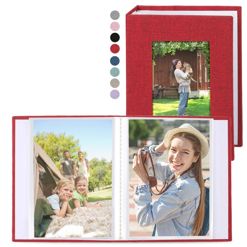 vivinin 2 Pack Photo Album 5x7, Linen Cover Photo Book, Small Photo Album Book for 36 Pockets Hold 72 Pictures, Picture Book for Photos Family Anniversaries Baby Vacations (Red) - Image 1