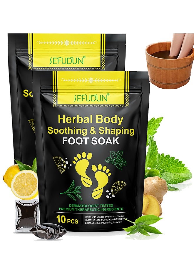 Sefudun 2 Packs 20PCS Herbal Foot Cleaning Soak Beads, Herbal Body Detox Foot Soak, Foot Spa Pedicure With Bath Salt, Foot Cream, Foot Scrub, Natural Herbal Foot Massage Beads For Men And Women  - Image 1
