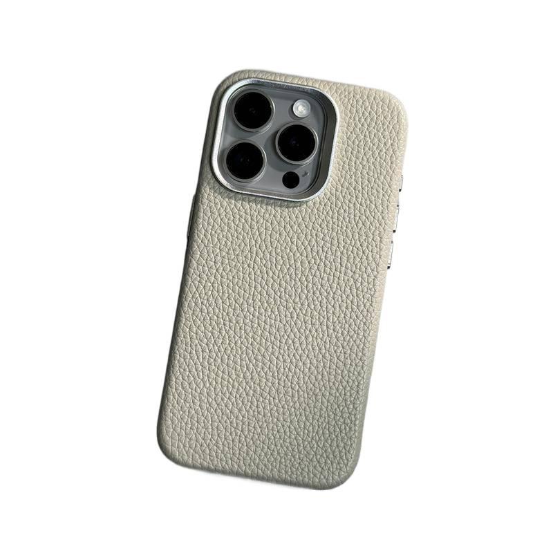 MagSafe iPhone 16 Drop Protection Leather Texture Case for 16 Plus 16 Pro 16 Pro Max with Texture and Scratch Resistant in Titanium Grey - Image 1