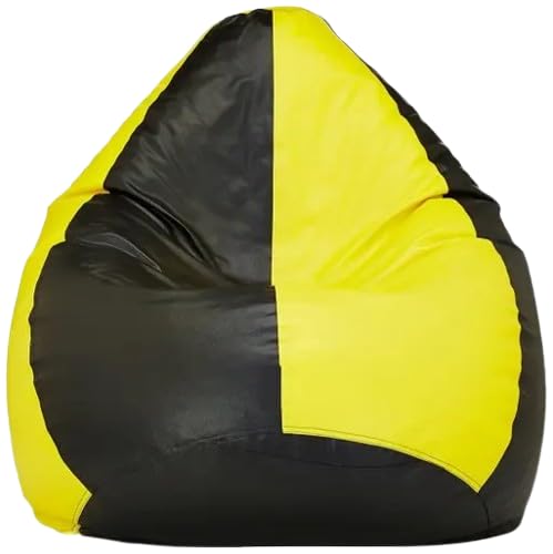 OHSTORE Premium Bean Bag Chair Ultra Comfortable Durable Faux Leather Cover Lightweight Ergonomic Lounge Seat for Home Office Gaming Relaxation YellowBlack 4XLBB - Image 1