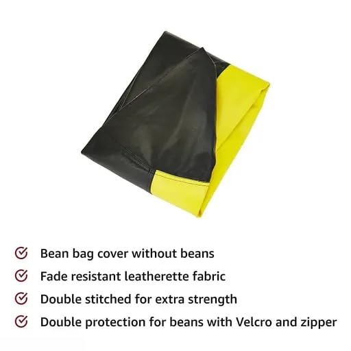 OHSTORE Premium Bean Bag Chair Ultra Comfortable Durable Faux Leather Cover Lightweight Ergonomic Lounge Seat for Home Office Gaming Relaxation YellowBlack 4XLBB - Image 4