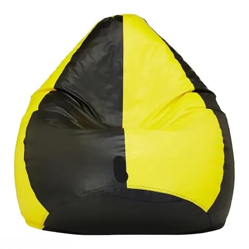 OHSTORE Premium Bean Bag Chair Ultra Comfortable Durable Faux Leather Cover Lightweight Ergonomic Lounge Seat for Home Office Gaming Relaxation YellowBlack 4XLBB - Image 3