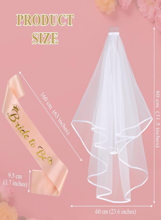 Guirnd Bride to Be Sash and Veil White Set, 2PCS Includes Comb Veil and Bachelorette Ribbon - Wedding Decorations, Party Favors, Retirement Party Supplies - Image 2