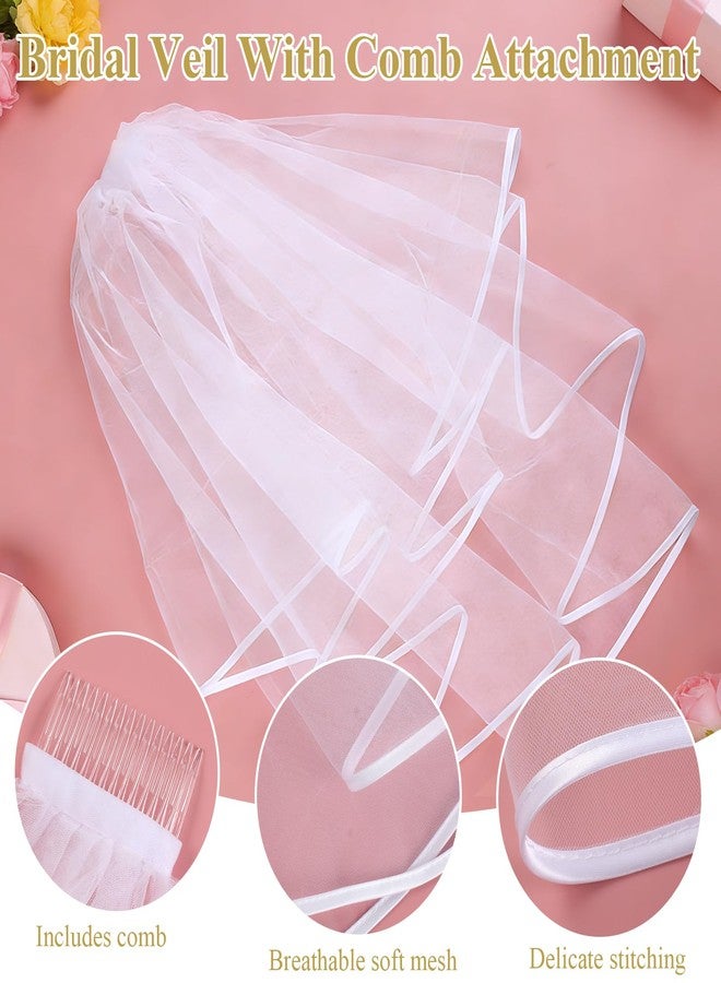 Guirnd Bride to Be Sash and Veil White Set, 2PCS Includes Comb Veil and Bachelorette Ribbon - Wedding Decorations, Party Favors, Retirement Party Supplies - Image 4