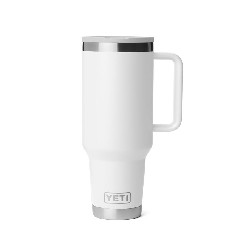 YETI Rambler 40 oz Travel Mug with Flip Straw Lid â€“ Stainless Steel, Vacuum Insulated, Leakproof, Cup Holder Friendly, White - Image 1