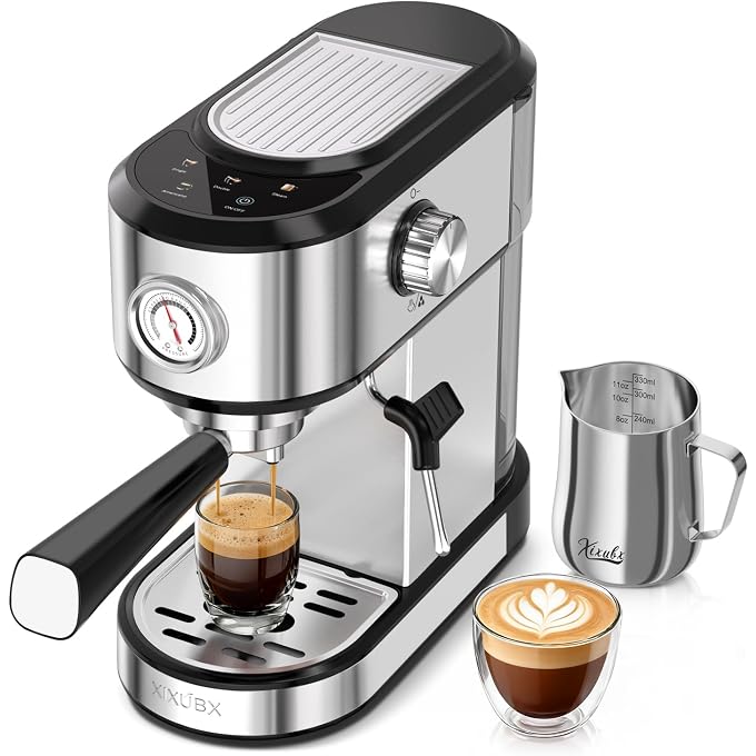 XIXUBX Stainless Steel Espresso Machine with Steam Wand | LED Touch Screen, 29s Fast Heating, Small Coffee Maker, Brews Latte and Cappuccino at Home - Image 1
