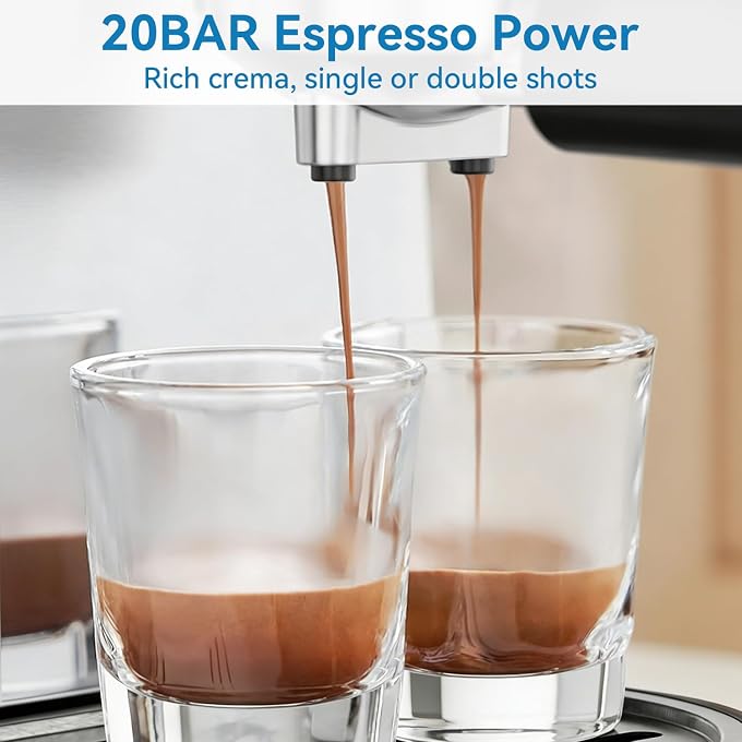 XIXUBX Stainless Steel Espresso Machine with Steam Wand | LED Touch Screen, 29s Fast Heating, Small Coffee Maker, Brews Latte and Cappuccino at Home - Image 2