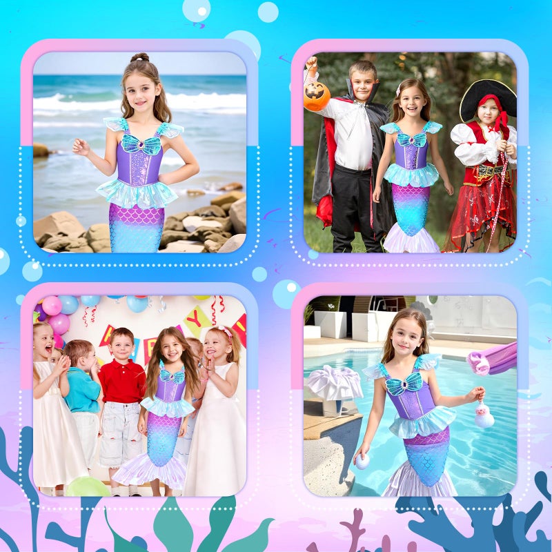 Meland Mermaid Costume for Girls - Light Up Halloween Costume for Kids Toddler 3-10, Princess Dress Up for Girl Birthday Gift, Mermaid Dress for Girls Aged 3-10 Years Old (5-6 Years) - Image 5