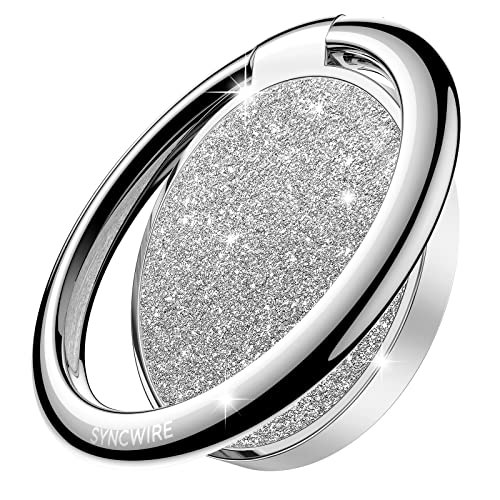 Syncwire Cell Phone Ring Holder Stand Bling Bling Finger Ring Kickstand 360 Rotation Sparkle Phone Grip for Magnetic Car Mount Compatible with iPhoneSamsungPixel All Smartphones Glitter Silver - Image 1
