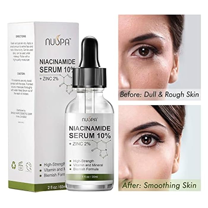 NUSPA Niacinamide Serum 10% Plus Zinc 2% for Face Skin Care Vitamin B3 Facial Serum with Hyaluronic Acid for Acne Pore Reducer Treatment - Image 3