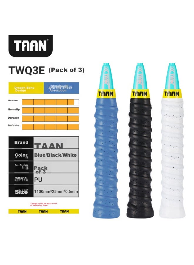 Taan Badminton Grip Tape With Perforated Handle, Three-pack Twq3e - Image 2