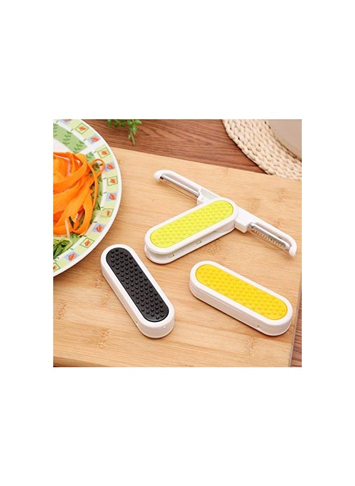 Generic 3 In 1 Multifunctional Foldable Peeler, Fruit Silcer High Quality Built in ٍcrubber Multipurpose Peeler For Fruits Vegetables Kitchen Tool Accessories, Grater Kitchen Gadgets (Assorted Colors)  - Image 2