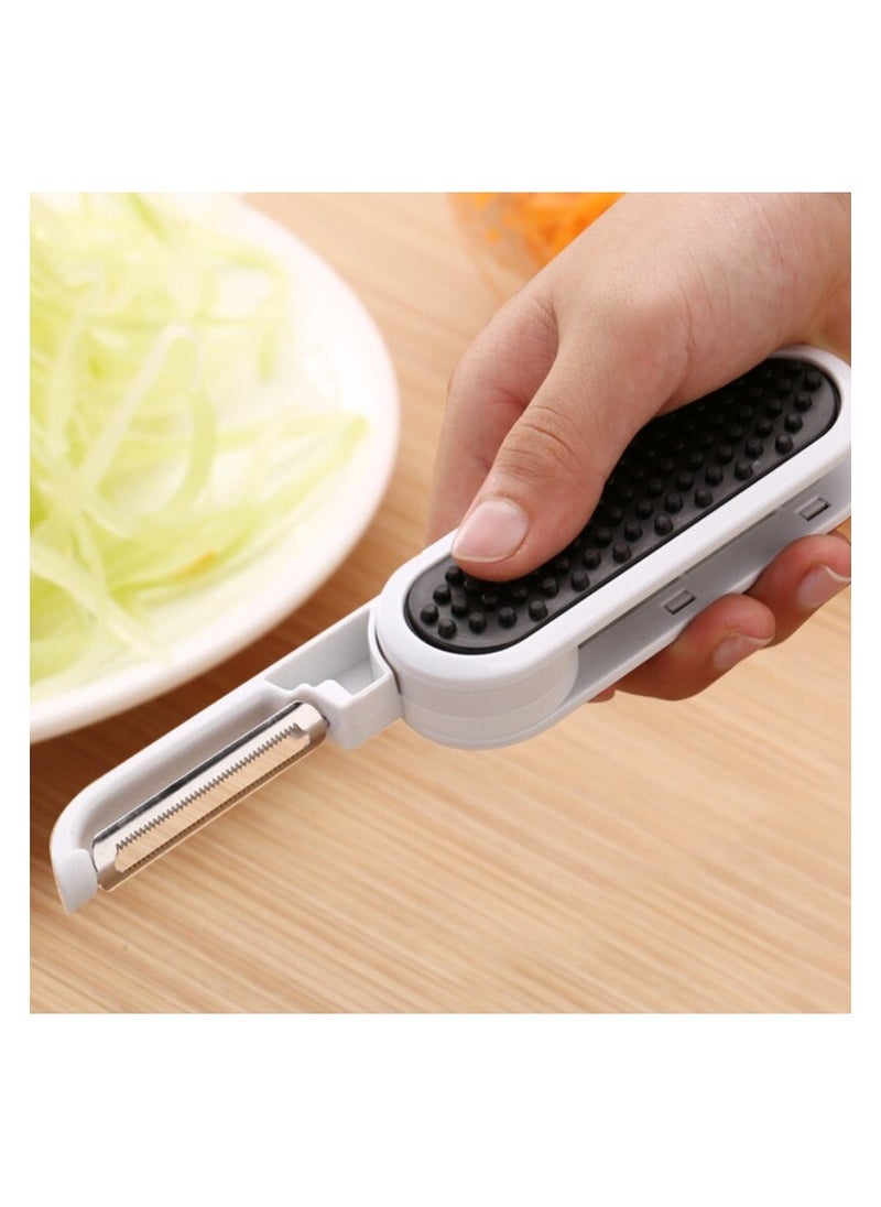 Generic 3 In 1 Multifunctional Foldable Peeler, Fruit Silcer High Quality Built in ٍcrubber Multipurpose Peeler For Fruits Vegetables Kitchen Tool Accessories, Grater Kitchen Gadgets (Assorted Colors)  - Image 4