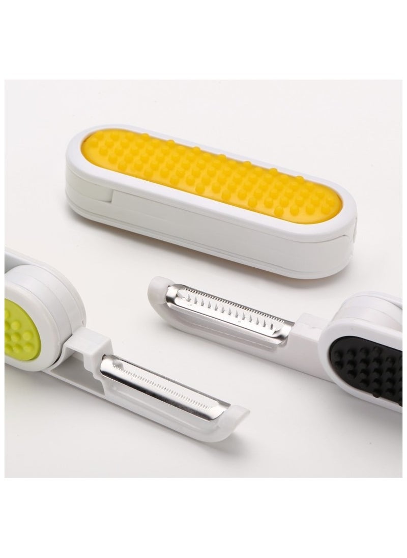 Generic 3 In 1 Multifunctional Foldable Peeler, Fruit Silcer High Quality Built in ٍcrubber Multipurpose Peeler For Fruits Vegetables Kitchen Tool Accessories, Grater Kitchen Gadgets (Assorted Colors)  - Image 5