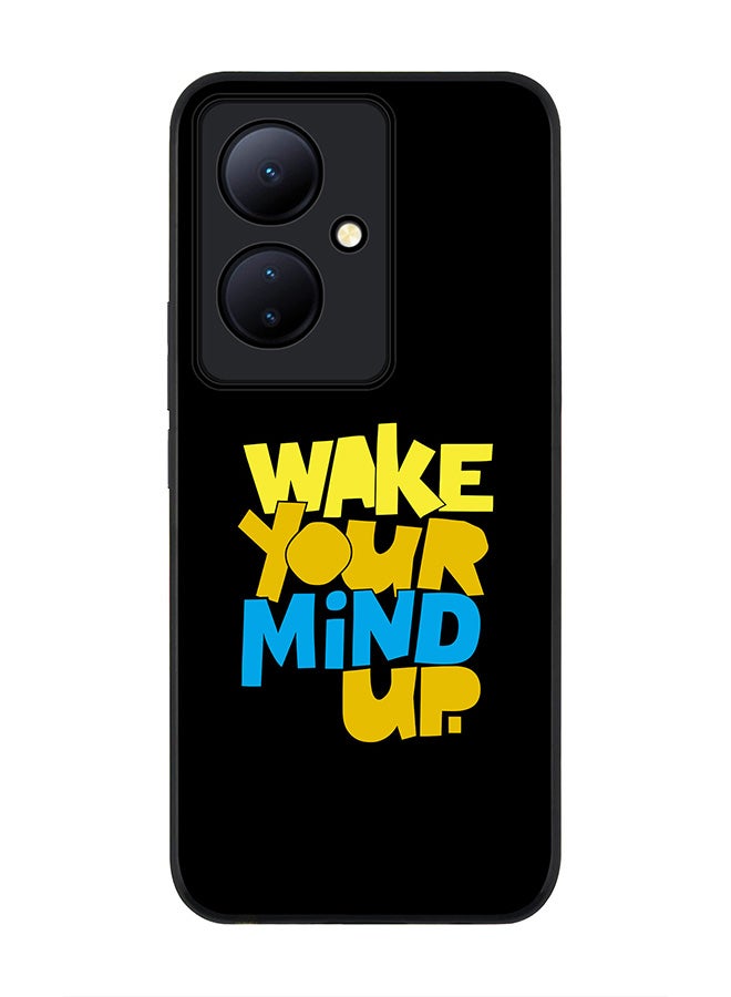 Stylizedd Rugged Black edge case for Vivo V29 Lite, Slim fit Soft Case Flexible Rubber Edges Anti Drop TPU Gel Thin Cover- Wake your mind up - Image 1