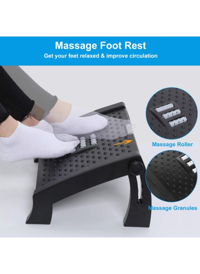 TRASSLE Foot Rest for Under Desk, Foot Stool -6 Height Adjustable with Massage Surface and Roller for Home Office, All Ages  - Image 3