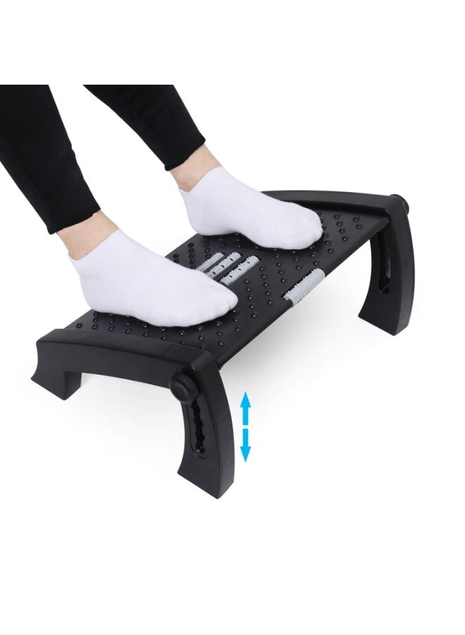 TRASSLE Foot Rest for Under Desk, Foot Stool -6 Height Adjustable with Massage Surface and Roller for Home Office, All Ages  - Image 1