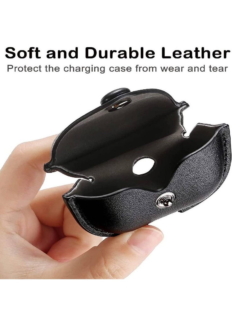 GENNEXT - Leather Protective Case Skin Cover with Keychain and Lock for Apple Airpods 3 Case Women Men Black - Image 1