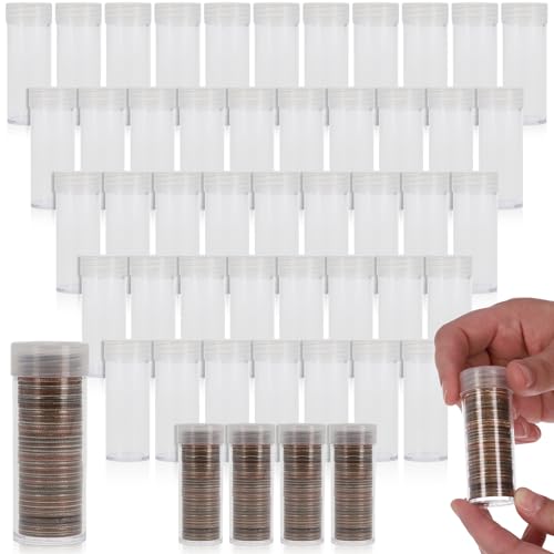 BCW Quarter Coin Storage Tubes 50 Pack Archival Quality Plastic Coin Holders ScrewOn Caps LongTerm Coin Storage - Image 1