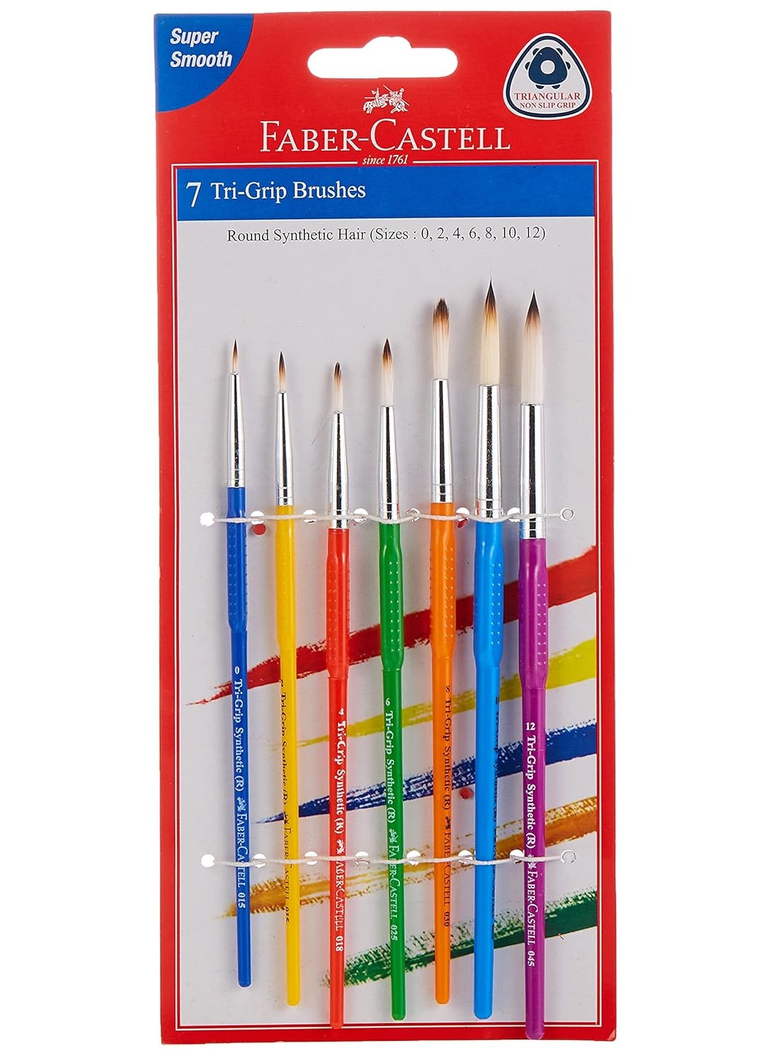 FABER-CASTELL - Faber-Castell Tri-Grip Brush - Round, Pack of 7 (Assorted) & Faber-Castell Tri-Grip Brush - Flat, Pack of 4 (Assorted) - Image 1