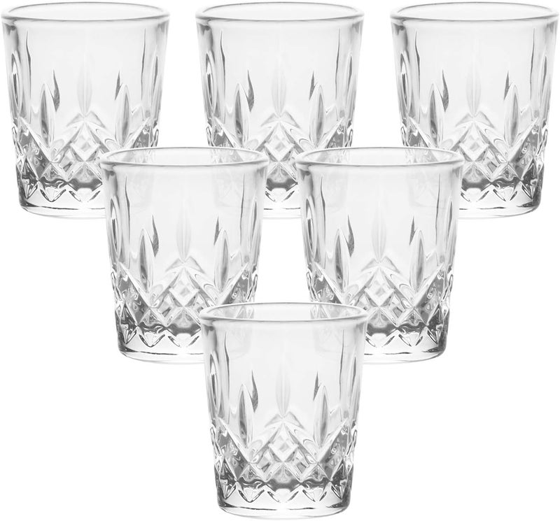 Enindel 3021.01 Carved Patterns Shot Glasses, 1.7 OZ, Set of 6, Clear, JY001 - Image 1