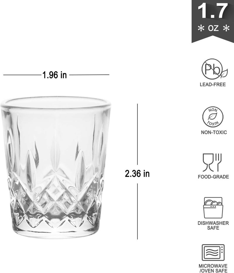 Enindel 3021.01 Carved Patterns Shot Glasses, 1.7 OZ, Set of 6, Clear, JY001 - Image 2