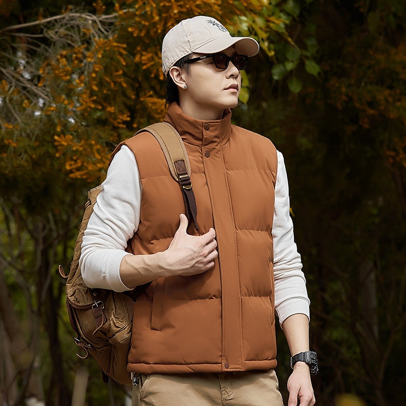 Cotton Waistcoat For Men And Women With Thickened Warm Stand Collar Waistcoat Solid Color Vest Casual Waistcoat Men'S Coat Factory - Image 4