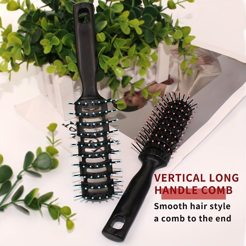 Black Handle Teeth Nine Row Hair Comb For Men Oily Head Big Back Puffing Styling Hollow Massage Brush - Image 3