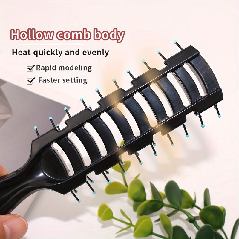 Black Handle Teeth Nine Row Hair Comb For Men Oily Head Big Back Puffing Styling Hollow Massage Brush - Image 2