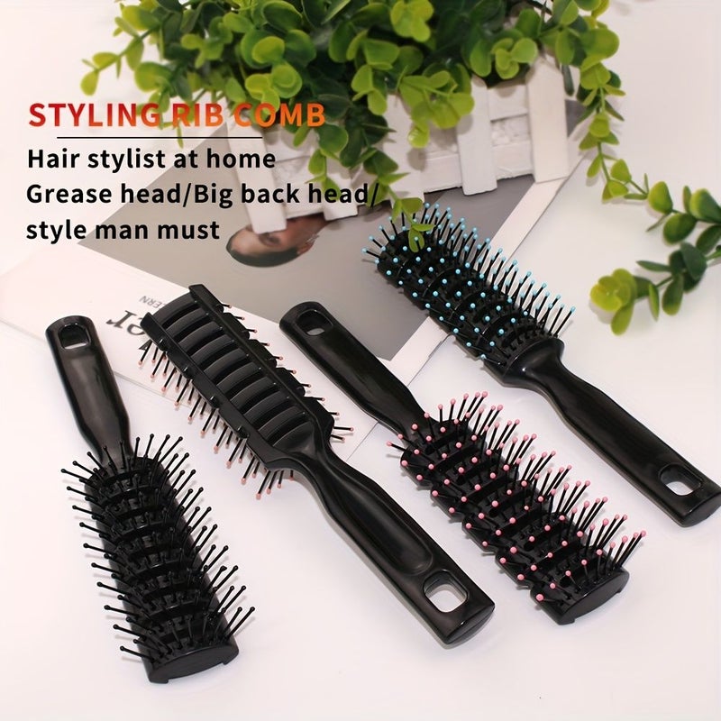 Black Handle Teeth Nine Row Hair Comb For Men Oily Head Big Back Puffing Styling Hollow Massage Brush - Image 4
