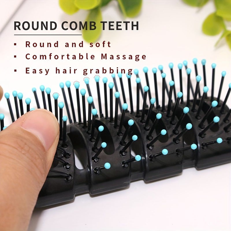 Black Handle Teeth Nine Row Hair Comb For Men Oily Head Big Back Puffing Styling Hollow Massage Brush - Image 5