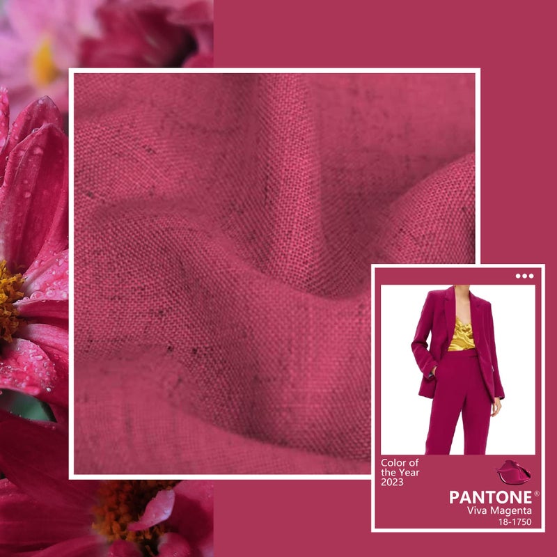 DANCURTON Hot Pink Curtains for Living Room 84 Inch Length 2 Panels Set Back Tab Pocket Semi Sheer Linen Boho Vibrant Bright Colored Girls Curtains for Bedroom Princess Decor Raspberry Fuchsia Magenta Red 52x84 - Image 2