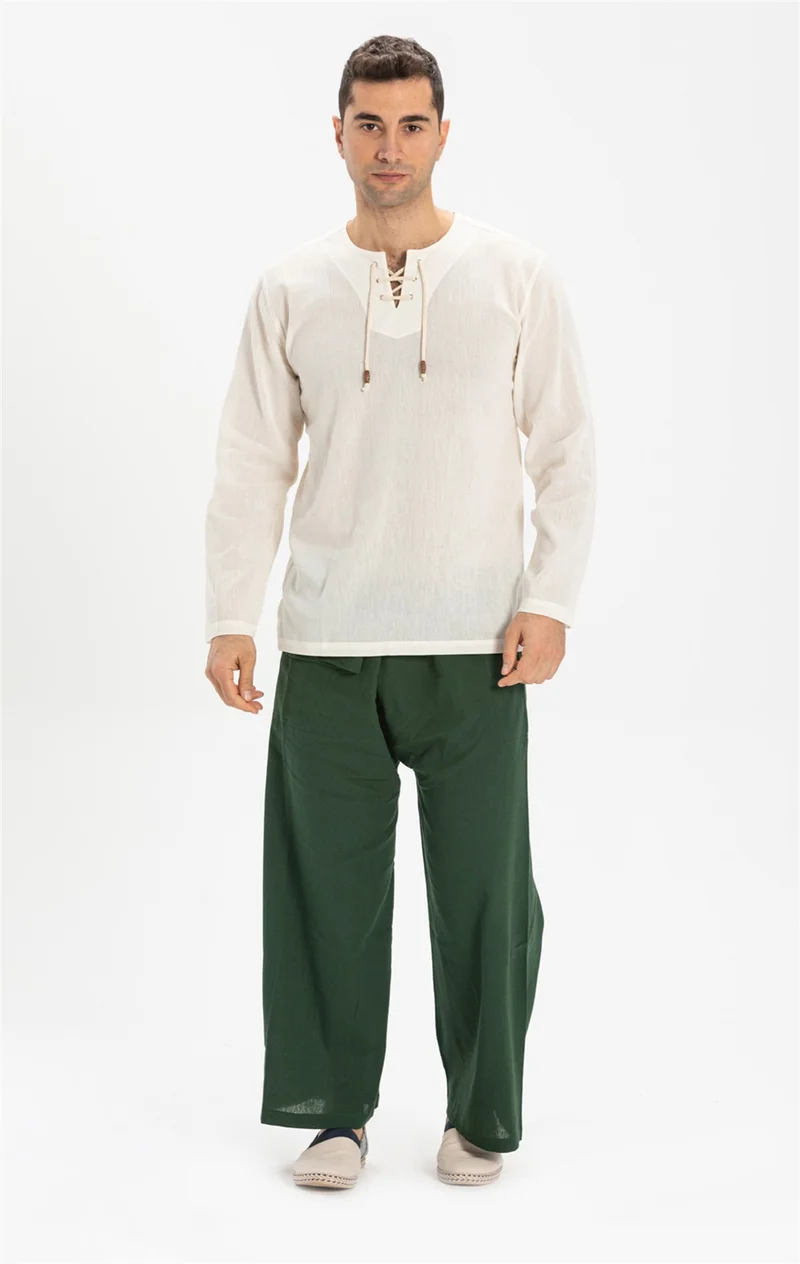 Eliş Şile Bezi Unisex Şile Bezi Balıkçı Pantolon Yeşil Ysl