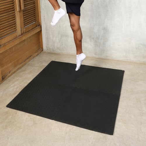 Cult EVA Foam Interlocking Gym Floor Mats Set of 4 | Thick Anti-Skid Workout Tiles | Shock-Absorbing Protective Flooring for Home Gym, Exercise & Equipment | Water-Resistant, Easy to Assemble, Black - Image 2