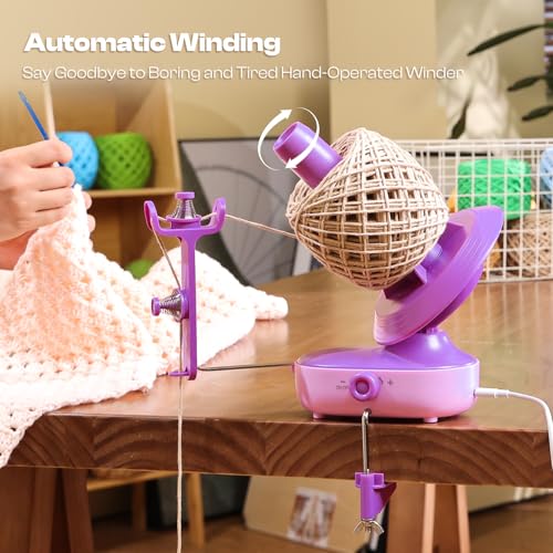 Caydo A1 Max Electric Yarn Winder 10oz Large Automatic Ball Winder for Crocheting DualSpring Strong Tension Stepless Speed Yarn Cake Spinner Organizer Ideal Present for Crochet LoversPurple - Image 3