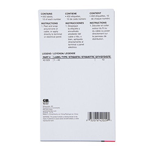 Gardner Bender 42-029 Pocket Wire Marker Booklet, White - Image 3